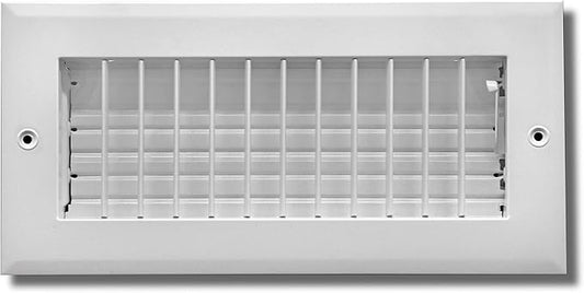 16" X 8" Adjustable AIR Supply Diffuser - HVAC Vent Cover Sidewall or Ceiling - Grille Register - High Airflow - White [Outer Dimensions: 17.75"w X 9.75"h]