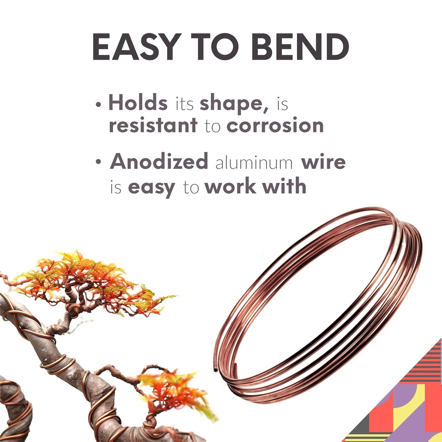 UTILE Bonsai Wire - Armature Aluminum Wire 80 ft 10 Gauge 3.2 mm Bonsai Training Wire, Tree Kit, Plant, Sculpting, Crafts, Bendable, Gardening, Beading and Jewelry Making (Copper, Brown)