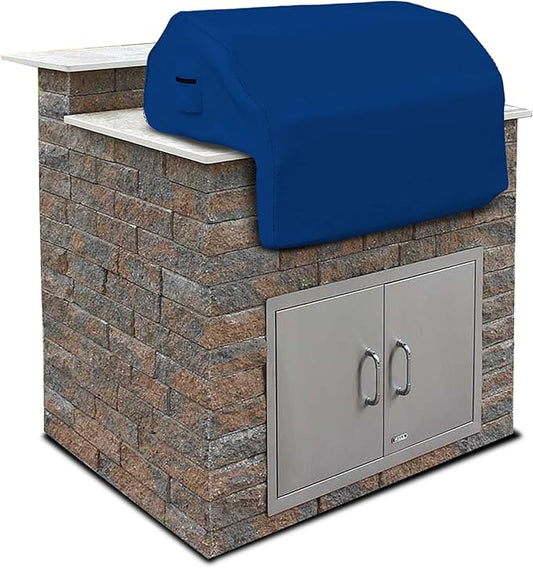 Covers & all Built-in Outdoor Grill Cover, Durable Heavy Duty 18 Oz Waterproof Cover Tuff Material with Air Pocket & Elastic for Snug Fit (36" W x 26" D x 24" H inches, Blue)