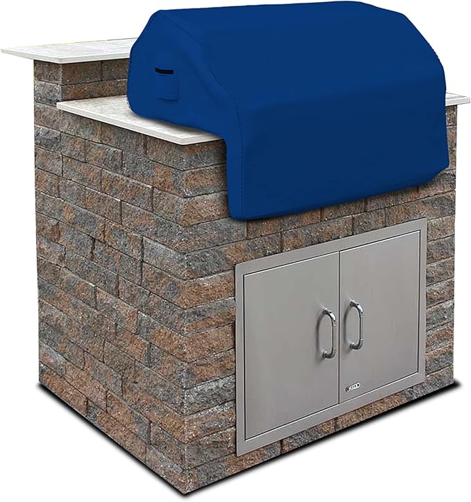 Covers & all Built-in Outdoor Grill Cover, Durable Heavy Duty 18 Oz Waterproof Cover Tuff Material with Air Pocket & Elastic for Snug Fit (57" W x 27" D x 26" H inches, Blue)