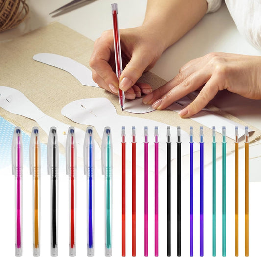 24pcs Heat Erasable Pens for Fabric, Assorted Colors, Fabric Pens for Sewing Erasable for Quilting Sewing DIY Dressmaking Fabrics Tailors Chalk