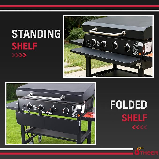 Utheer Upgraded Folding Front Shelf for Blackstone 36 Inch Griddle 2149 1984 1554 1825, Heavy-Duty 36" × 7" Steel Prep Table, 60 lb Load, Space-Saving Fold-Flat Work Surface
