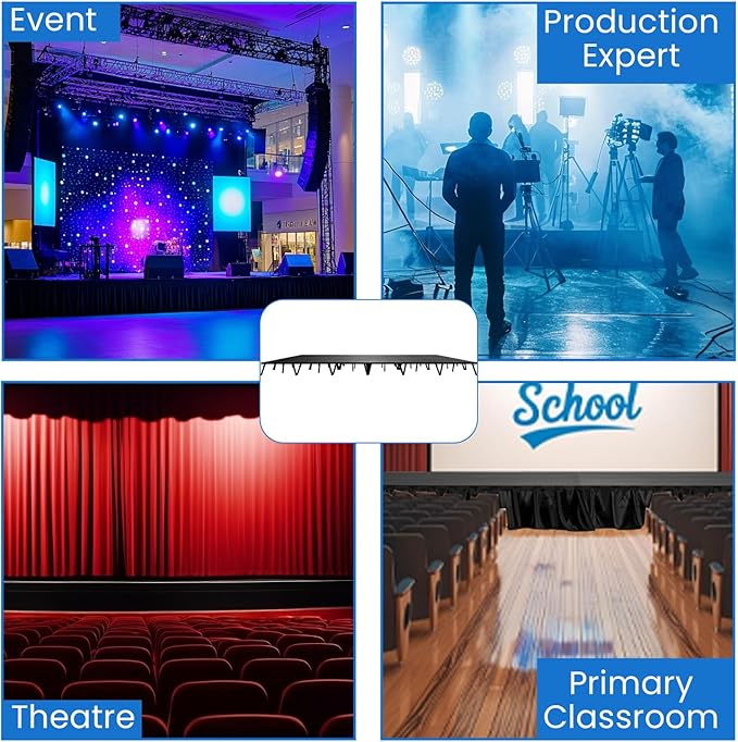 16'x20' MYSTAGE 20 Stage Platform - Portable, Folding Lightweight Aluminum Performance Deck with Adjustable Height 17"-28" - US Patented Design