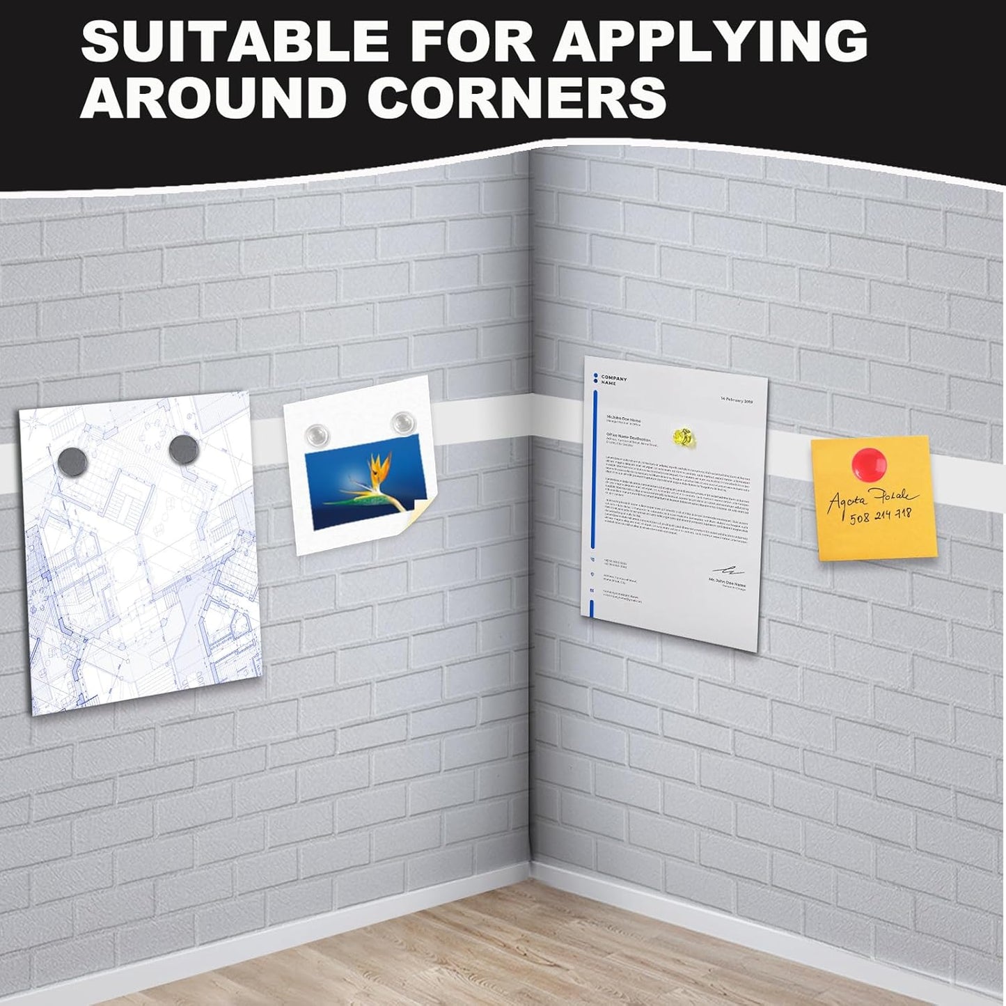 Thaibear Metal Strips (1.4'' Wide x 15 ft Long) Flexible Self Adhesive Ferrous Magnet Tape Roll