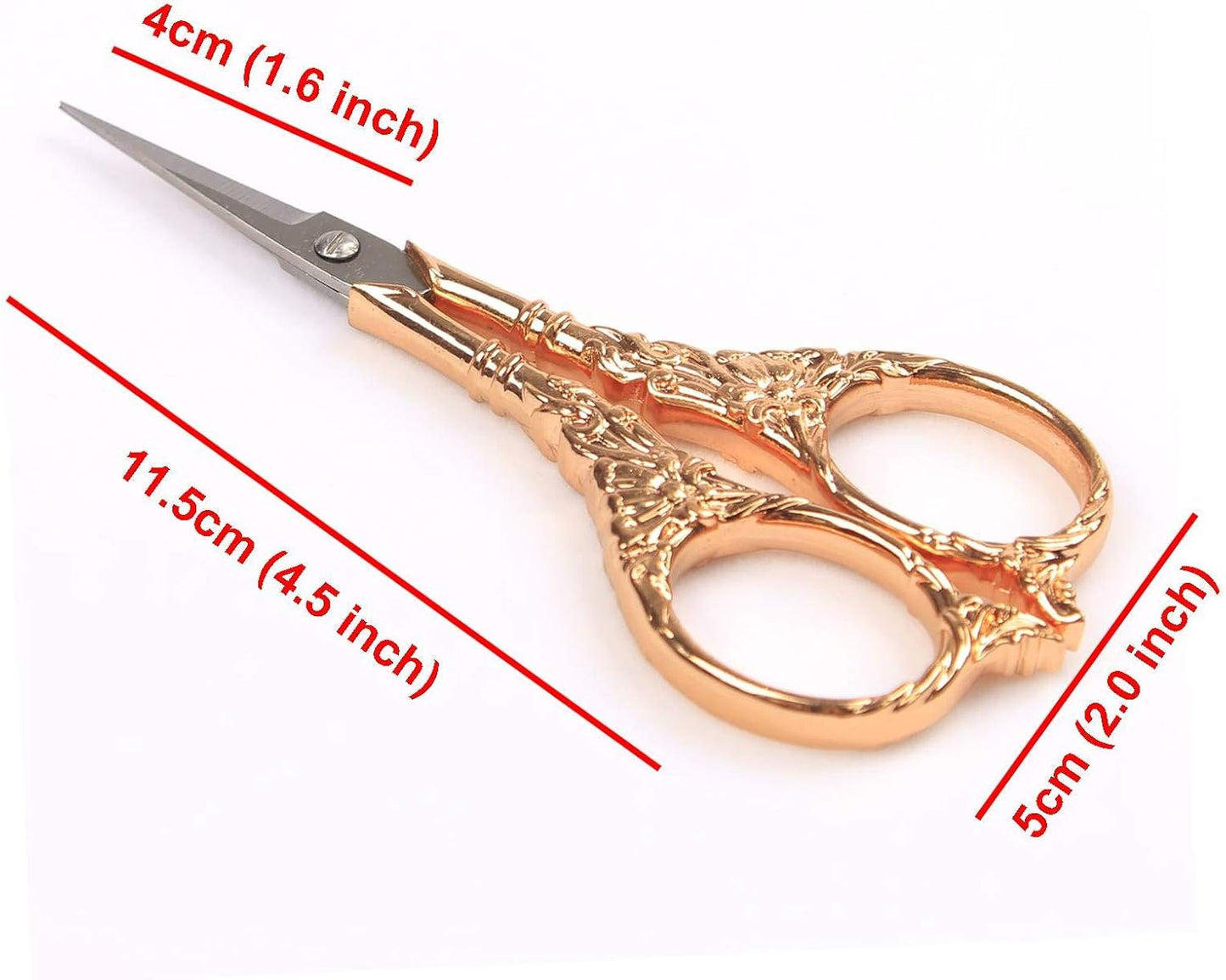 BIHRTC Vintage European Style Scissors Stainless Steel for Cross Stitch Cutting Embroidery Sewing Handcraft Craft Art Work DIY Tool(Rose Gold)