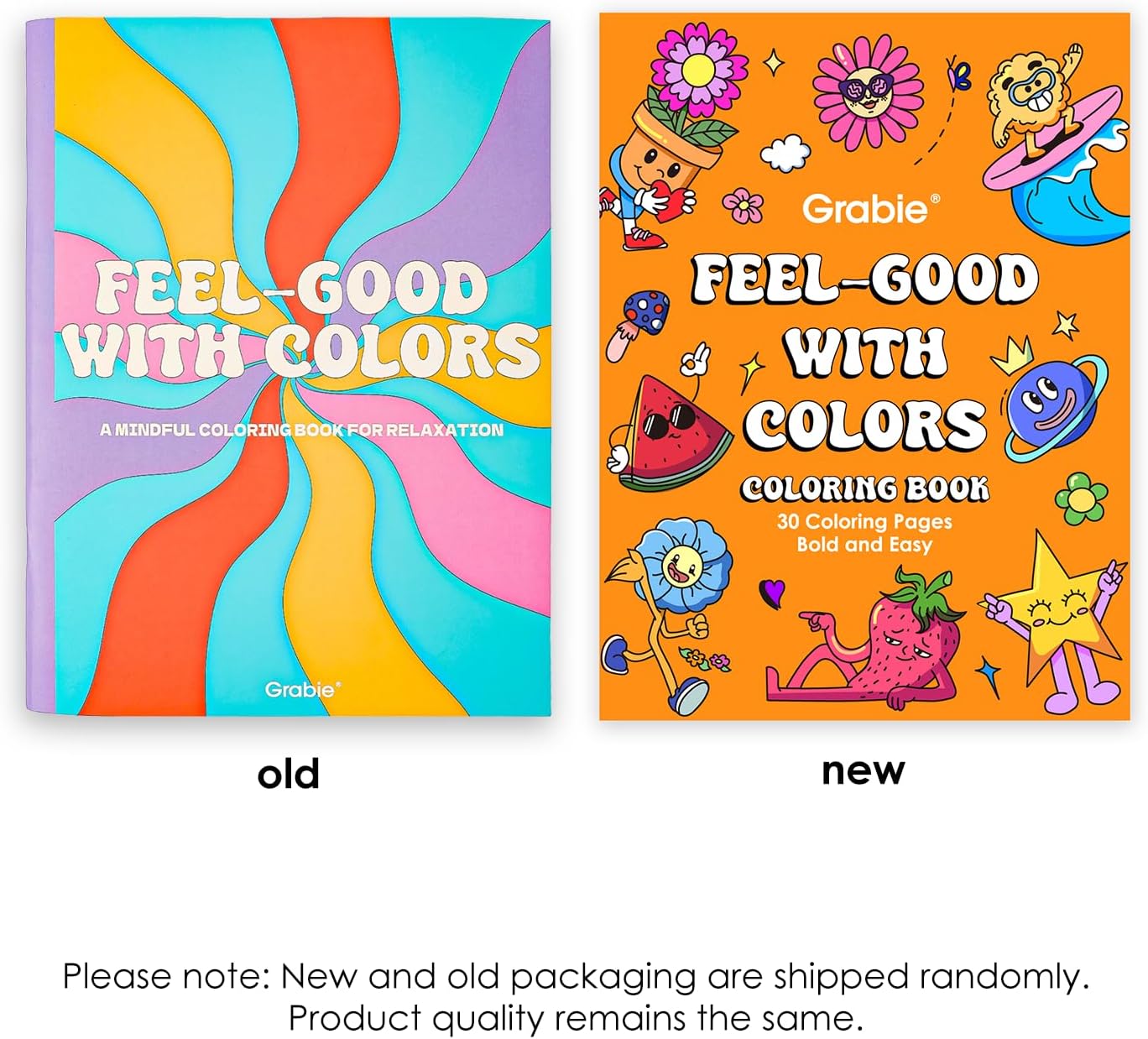 Grabie Easy Coloring Book for Adults Relaxation,Simple Mindful Coloring Pages for Alcohol Markers,Stress Relief Themes Flowers,Mushrooms,Monsters and More,Cute Designs(Feel Good with Color,30 Sheets)