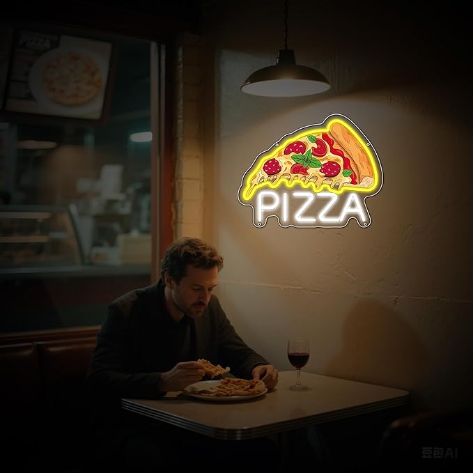 Pizza Neon Sign for Wall Decor, Dimmable Pizza Led Signs, USB Powered Neon Light Sign for Shop, Home, Man Cave, Bar Pub, Neon Gifts