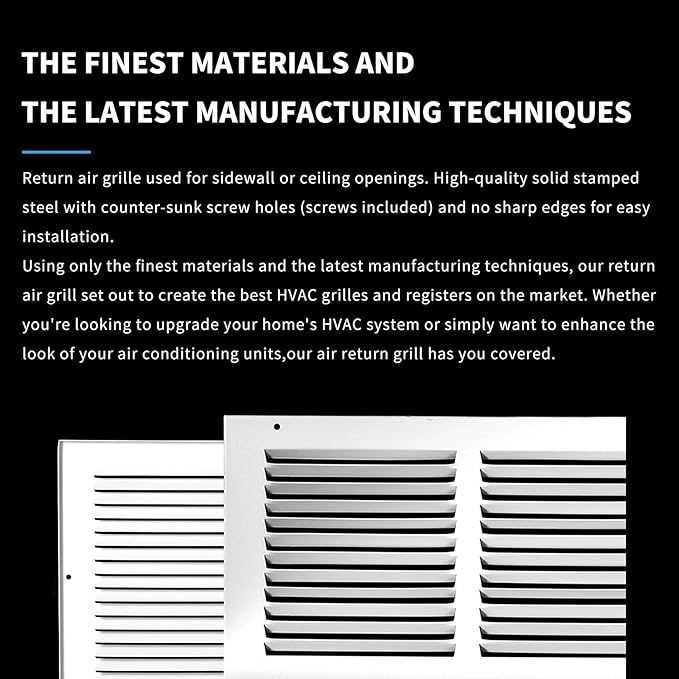 24x10 Return Air Grille(Duct Opening Size),Air Return Vent Cover,Flat Vent Cover,Rejillas De Aire Acondicionado Para Casa,Return Air Grilles,Outer Dimensions:25.75"Wx11.75"H(24"W x 10"H, Duct Opening)