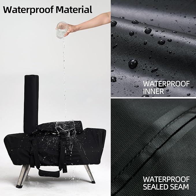 NOELIFE Waterproof Cover for Ooni Karu 2 and Karu 12G Pizza Oven, Outdoor Accessories for Ooni 12, Carry Cover with Seperate Chimney Bag, with Straps in the Bottom for Fixation (Oven Not Included)