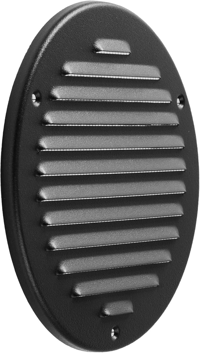Vent Systems 6 Inch (Inner) - Pack of 5 - Black Metal Soffit Vent Cover - Durable Round Air Vent Grille with Mesh Screen - Weather Resistant Ventilation Grill - Wall & Ceiling, Indoor & Outdoor