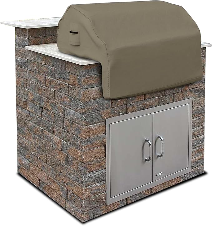 Covers & all Built-in Outdoor Grill Cover, Durable 12 Oz Waterproof Cover Max Material with Air Pocket & Elastic for Snug Fit (57" W x 27" D x 26" H Inches, Beige)