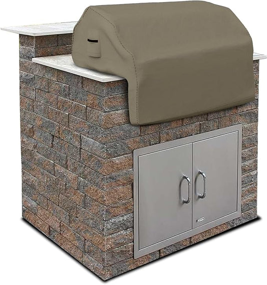 Covers & all Built-in Outdoor Grill Cover, Durable 12 Oz Waterproof Cover Max Material with Air Pocket & Elastic for Snug Fit (57" W x 27" D x 26" H Inches, Beige)