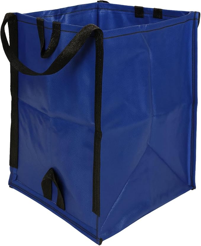 DURASACK Heavy Duty Home and Yard Bags 48-Gallon Reusable Self-Standing Lawn and Leaf Bags Garbage Can with Reinforced Handles, Blue, 3 Pack