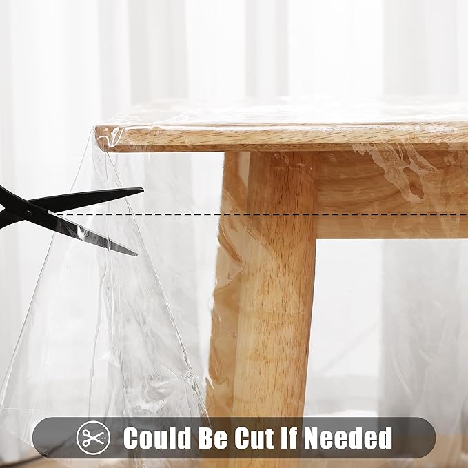 Smiry Rectangle Table Cloth 60x120 Inch, Waterproof Wipeable Vinyl Tablecloths Protector, Oil Spill Proof Plastic Table Cover for Dining, Picnic, Camping, Outdoor, Clear