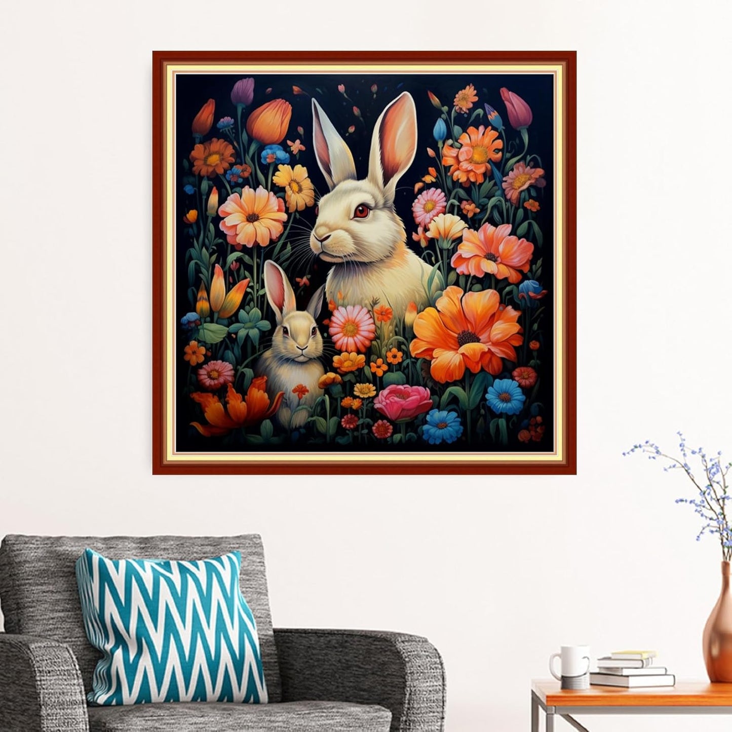 Stamped Cross Stitch Kits - Beach Night Landscape Counted Cross Stitch Kits for Beginners Adults Needlepoint Cross-Stitch Patterns-Lucky Rabbit 18x18 inchs