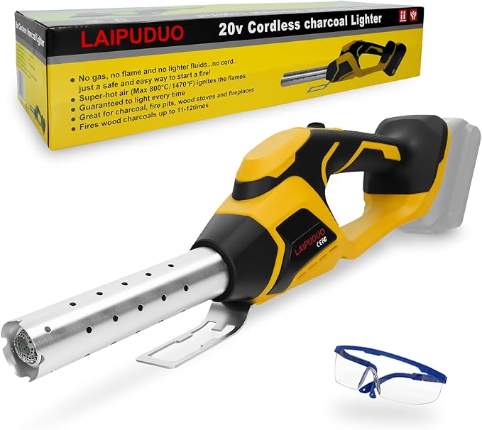 Cordless Electric Fire Starter for Dewalt 20V Battery, Charcoal Starter and Lighter, 400W Motor 1470℉ Maximum for Grill, BBQ, Wood Burning Fireplaces & Camping(No Battery)