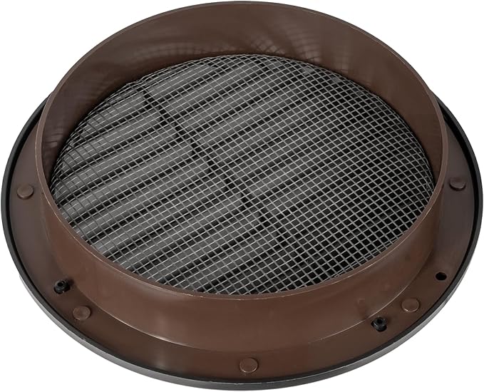 Black 6" Inch Round Ventilation Grille with Insect mesh. (Duct 6Ø / Grille 7Ø) Ventilation Applications. Indoor and Outdoor Soffit Vent Cover. Available 4 Sizes / 4 Colors.