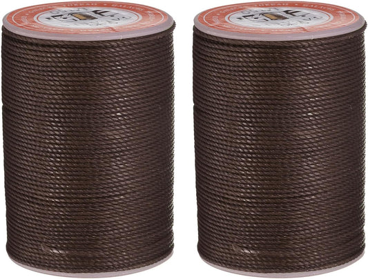 uxcell Round Leather Sewing Waxed Thread, 55m / 60 Yards Polyester Wax String, 0.80mm Wax Stitching Cord for Leather Crafts, Bookbinding, Bracelets Braided, Coffee, 2pcs
