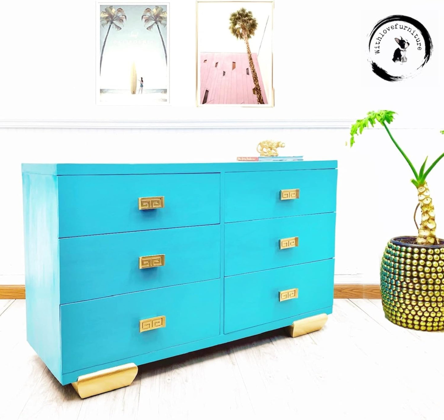 Dixie Belle Paint Company Chalk Finish Furniture Paint - Pure Ocean (16oz) - Matte Bright Teal Chic Chalk Mineral DIY Furniture Paint