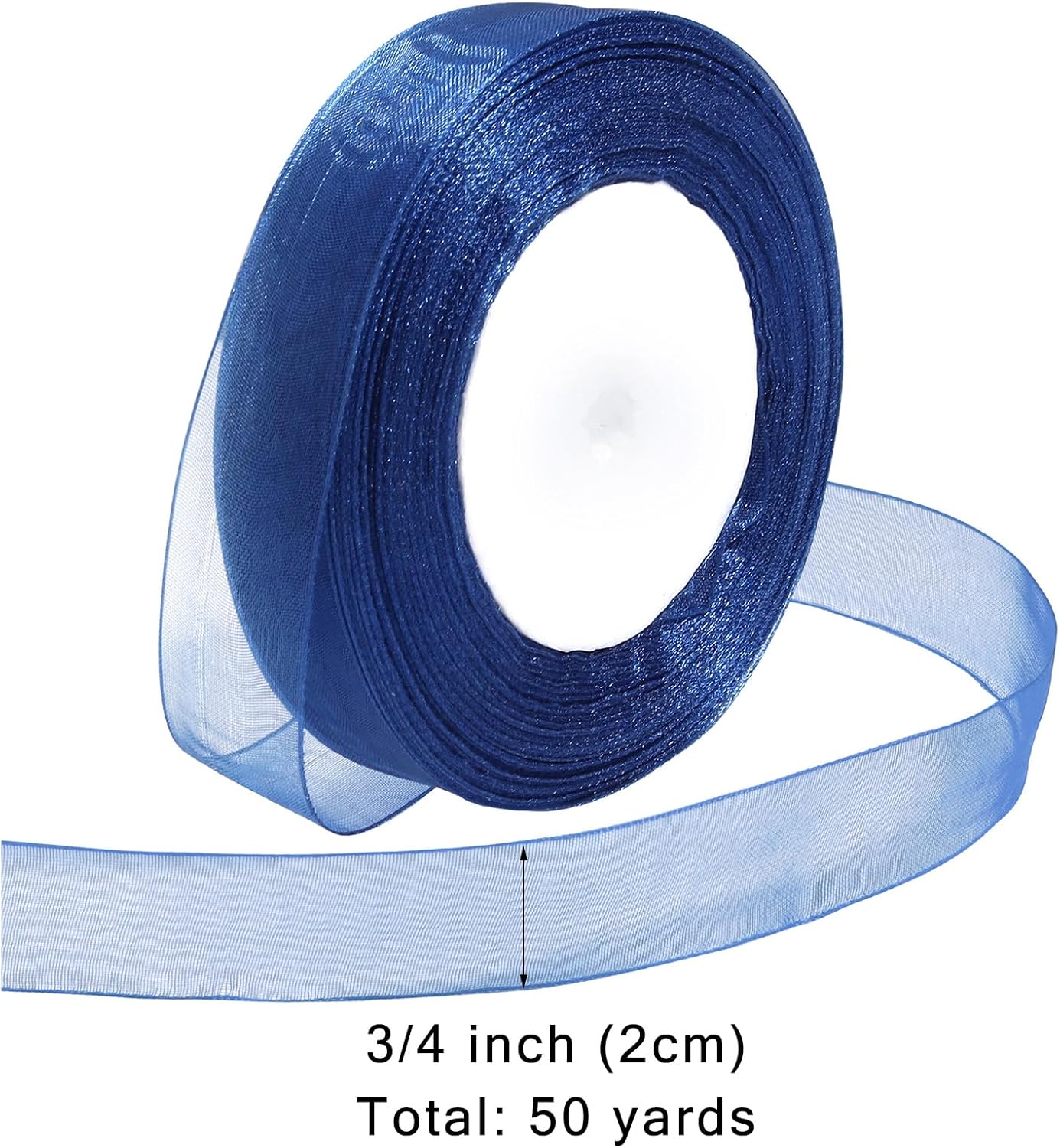 Ribbon for Gift Wrapping 3/4 inch Blue Sheer Organza Ribbon for Flower Bouquet Tulle Thin Chiffon Ribbons for Wedding Invitations Christmas Halloween Presents Decorations Crafts 50 Yards
