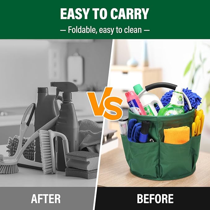 Multifunctional Folding Basket with Handles: Portable Picnic Baskets, Outdoor Beach Baskets, Garden Picking Baskets, Gift Baskets, Collapsible Bathroom Storage Baskets (Green)