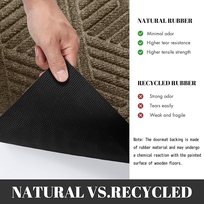 Yimobra Large Door Mat 47x24, All-Season Waterproof Outdoor Mats for Front Door Entrance with Drainage Holes, Heavy Duty Non-Slip Doormat for Garage Patio Entryway Indoor, Brown