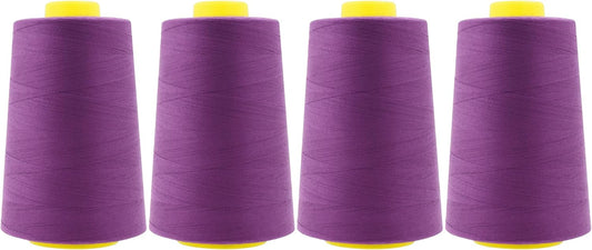 Mandala Crafts 4 Pack of Serger Threads Cones Spools - 40S/2 24000 Yards Polyester Mulberry Threads for Sergers Machine and Overlock Quilting Sewing Machine