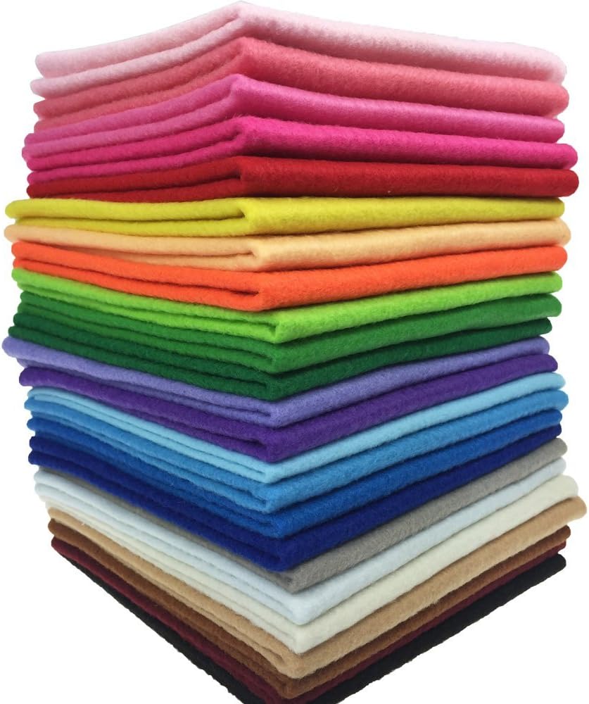 24pcs Thick 1.4mm Soft Felt Fabric Sheet Assorted Color Felt Pack DIY Craft Sewing Squares Nonwoven Patchwork (30 * 30cm)