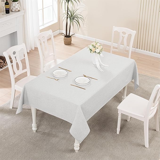 BALCONY & FALCON Rectangle Tablecloth 47" x 63" Washable Wrinkle Resistant and Water Proof Table Cloth, Decorative Linen Fabric Tablecloths for Dining Parties Kitchen Wedding and Outdoor, Owl Grey