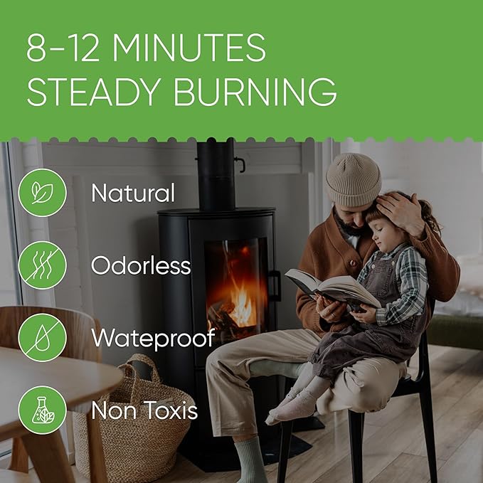 Inflame Fire Starters 70 pcs Fire Starters for Campfires, Grill, BBQ, Fireplace, Woodstove - Charcoal Starter - Waterproof, Weather-Resistant - Natural Wood Fireplace Starters
