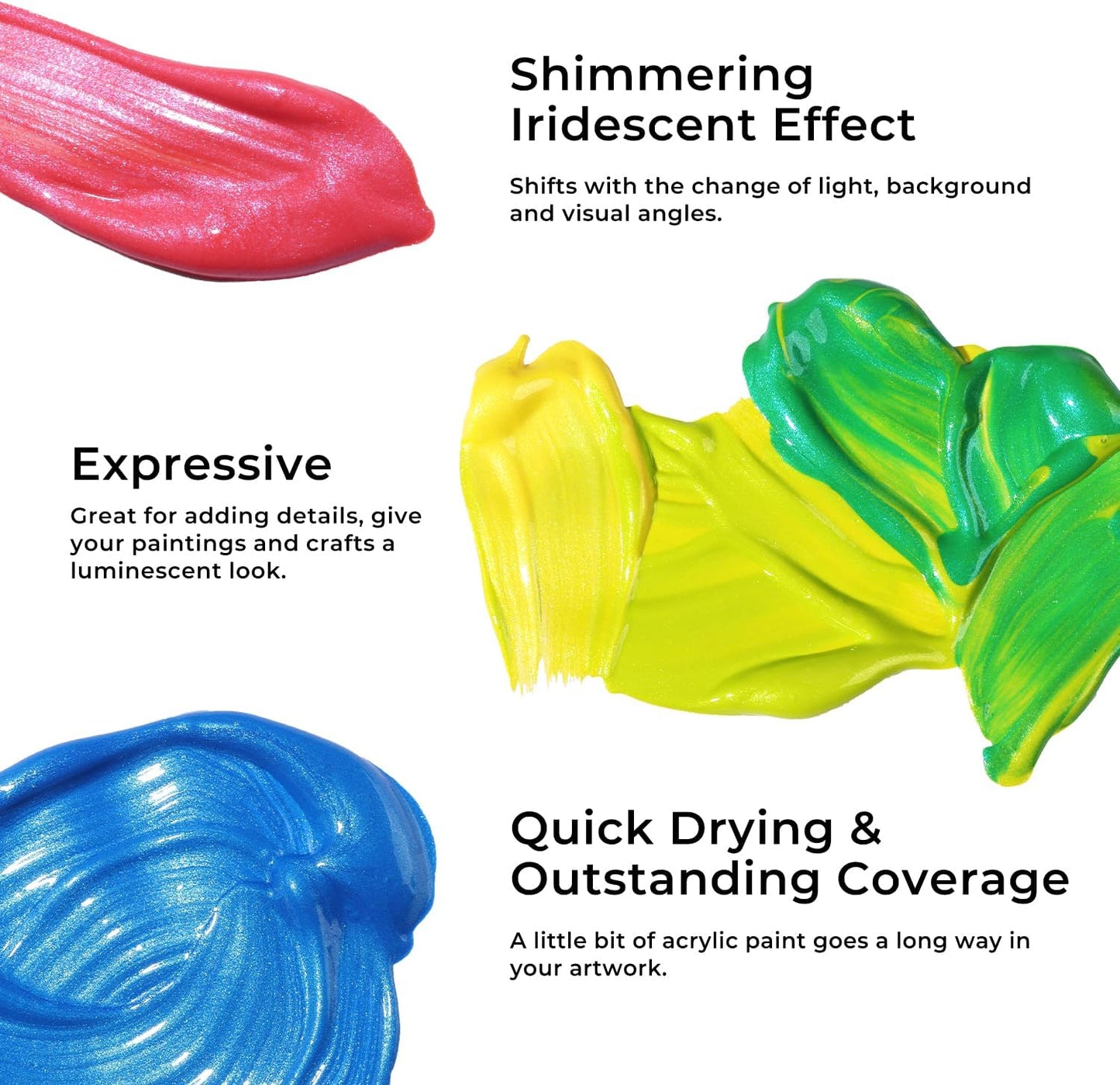 ARTME Iridescent Acrylic Paint Set, 20 Chameleon Colors in 8.45 oz/250ml Bottles, Large Bulk Color-shifting Acrylic Paint Perfect for Artists, Beginners on Canvas, Rocks, Wood, Fabric with Paint Knife