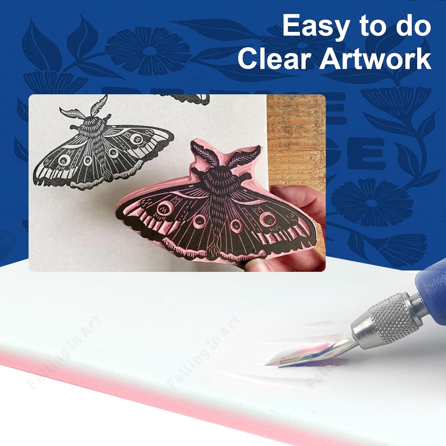 Falling in Art 12 Pack Rubber Carving Block, 4" x 6" Easy Cut Lino Blocks, Soft Linoleum Block for Printmaking, Stamps, Crafts