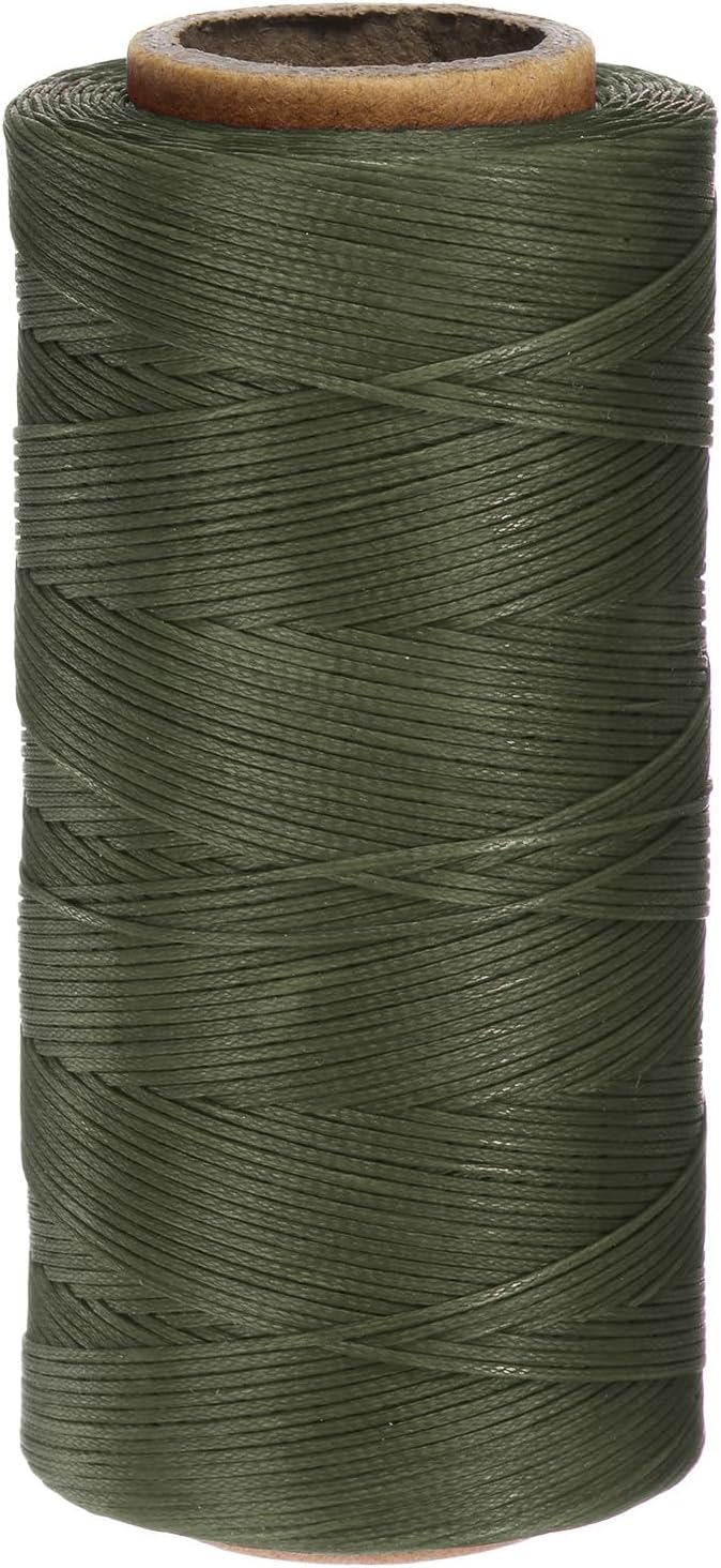 uxcell 150D 0.8mm Flat Waxed Thread 284 Yards Polyester Leather Sewing Waxed String Hand Stitching Waxed Cord for Leather Stitching Sewing Bookbinding DIY Craft Dark Green