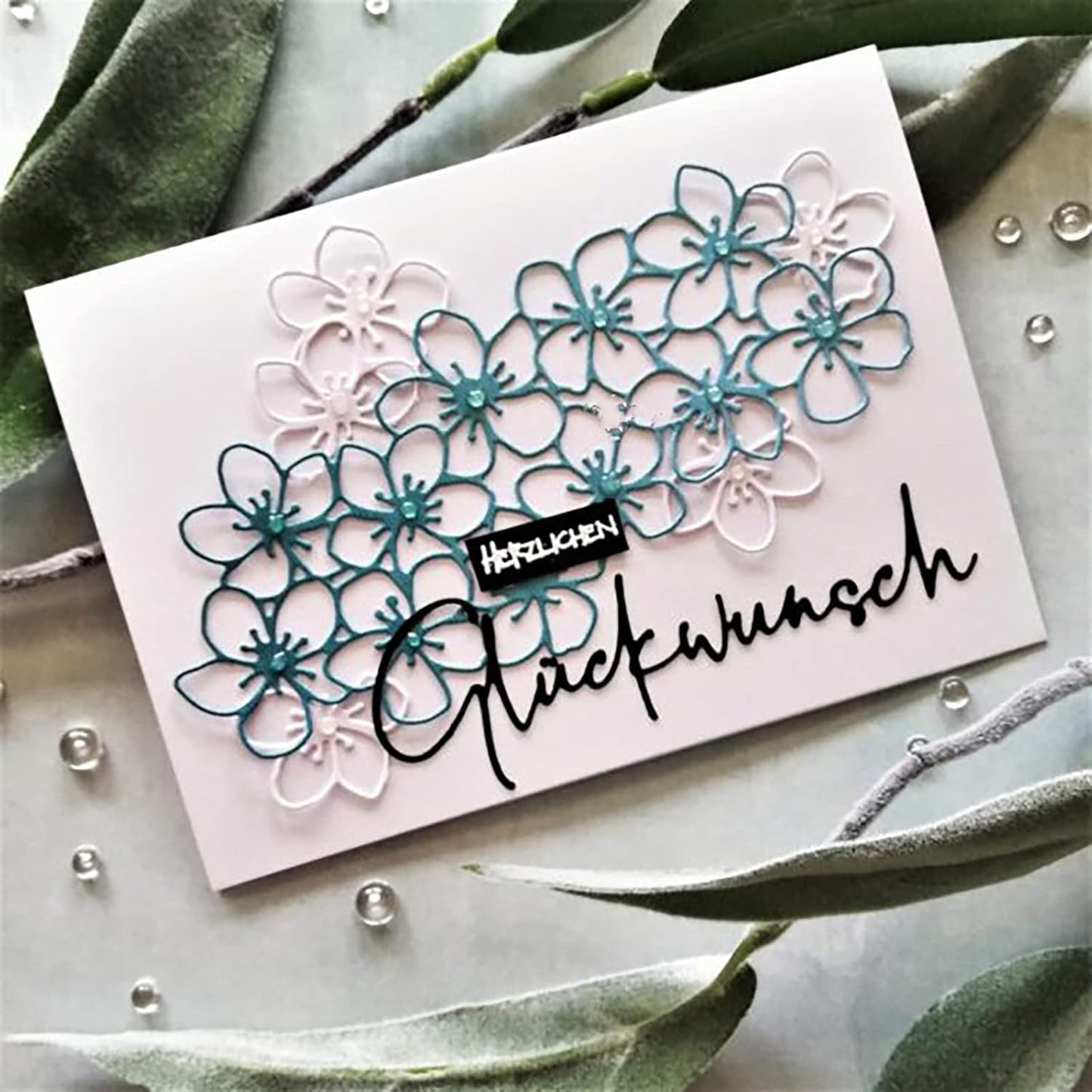 Lapoo Metal Cutting Die for Scrapbooking, 3D Backgrounds Frame New Cutting Dies DIY Album Card Making Decor Paper Craft Metal Die Cuts Party Wedding Decorations (Sea of Flowers 5.6 x 2.7 in)