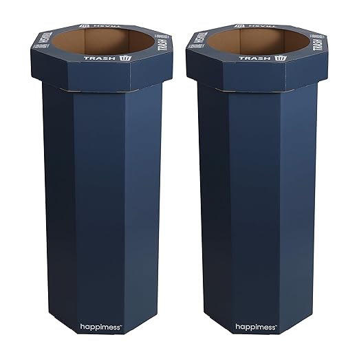 Eyely MPH1300H-SET2 Sal 25-Gallon Disposable Corrugated Cardboard Event Trash Can and Recycling Bin for BBQs, Beach, Parties & Events & Outdoor Activities, Denim Blue (Set of 2)