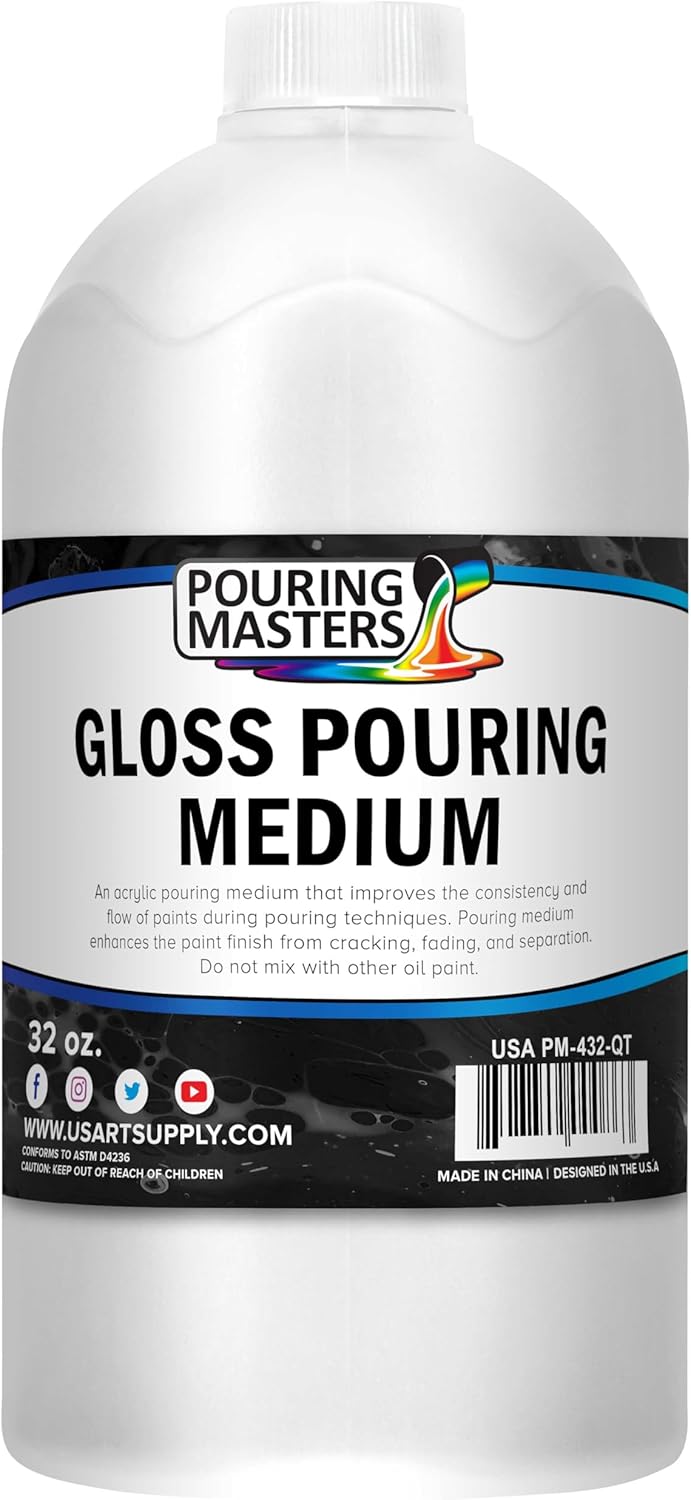U.S. Art Supply Professional Gloss Pouring Medium 32oz (Quart) - Improves Paint Flow & Cell Effects Creator, Viscosity Adjuster for Art Acrylic Painting