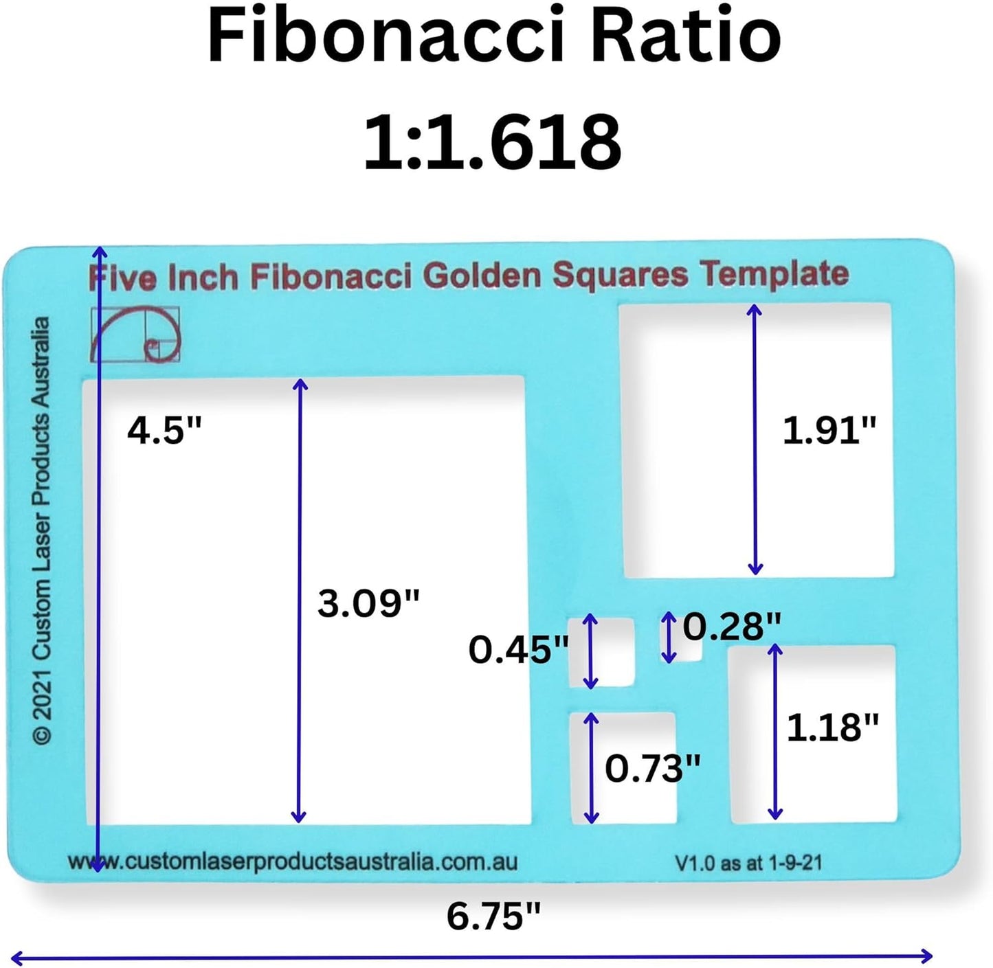 Fibonacci Template Set - Set of Stencil Templates for Drawing: 6" Circle, 6" Star, 5" Square Fibonacci-Inspired Set of Templates for Drawing Tool for Artists