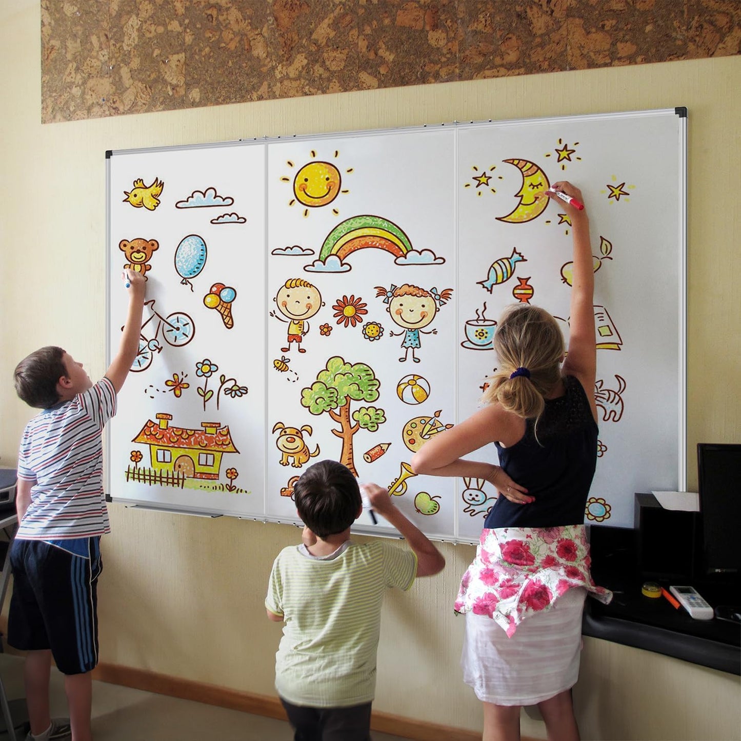 XBoard 118 x 48 Inch Magnetic Dry Erase Board, Oversized Foldable Whiteboard with Marker Tray 10' x 4' | Aluminum Frame