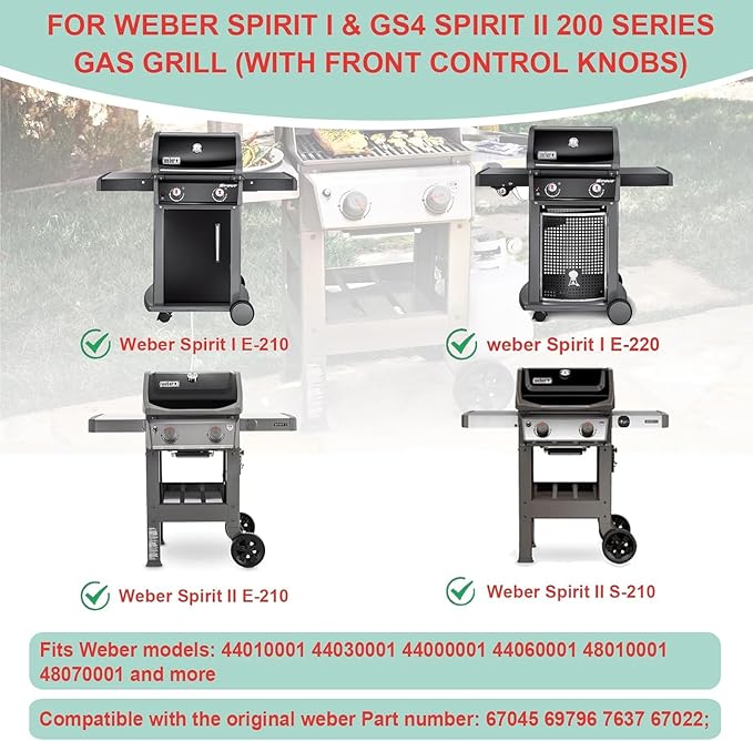 7637 Grill Grates & 7635 Flavorizer Bars for Weber GS4 Spirit I/II 200 Series,for Spirit S210 E210 S215 E220 E215 S220 Grill with Front-Mounted Control, Replacement Parts for Weber 67045 67022