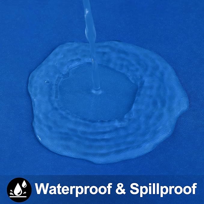 Smiry Round Table Cloth 60 Inch, Waterproof Wipeable Vinyl Tablecloths Protector, Oil Spill Proof Plastic Table Cover for Dining, Picnic, Camping, Outdoor, Blue