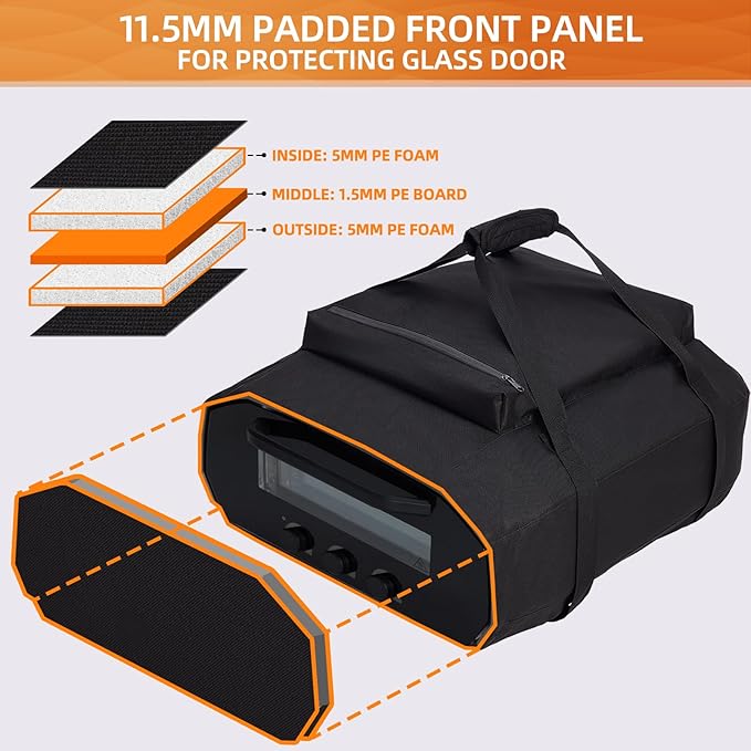 NOELIFE Carry Cover for Ooni Volt 12, Waterproof Electric Pizza Oven Cover with Top Pocket for Ooni Volt Accessories, with Padded Front Panel to Protect Class Door (Oven Not Included)
