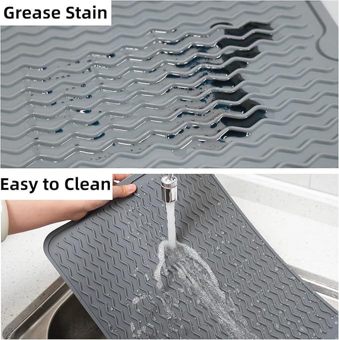 Grill Accessories, 16x12 Inch Silicone Heat Resistant Mat, BBQ Tool Rest Pad for Blackstone Griddle Side Shelf, Weber, Traeger, Outdoor Kitchen Countertop Protector (Grey)