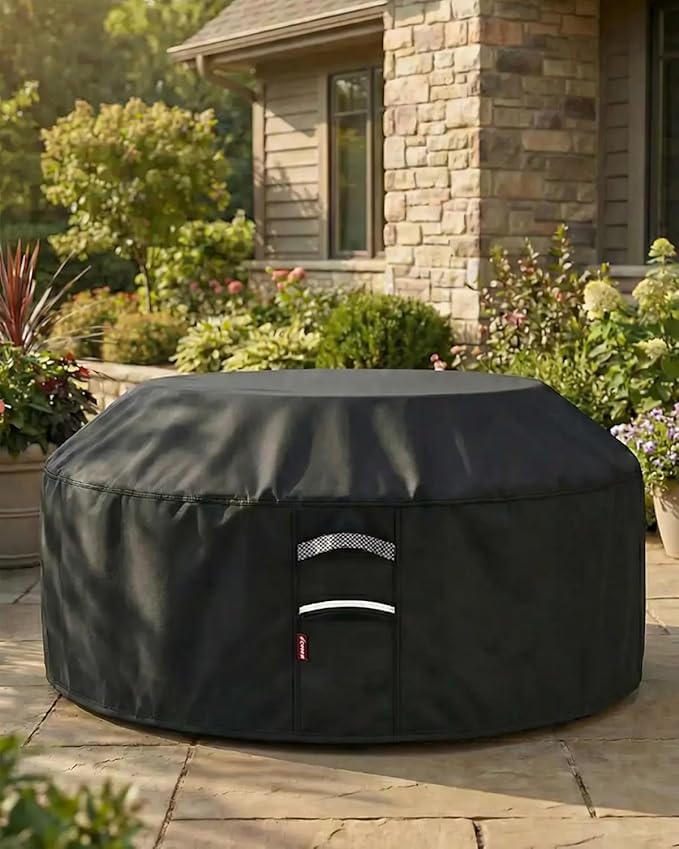 Deosk 94 Inch Outdoor Picnic Table Cover Waterproof Patio Table Covers for 6/8 Seat Octagon Picnic Table & Chair (Black)