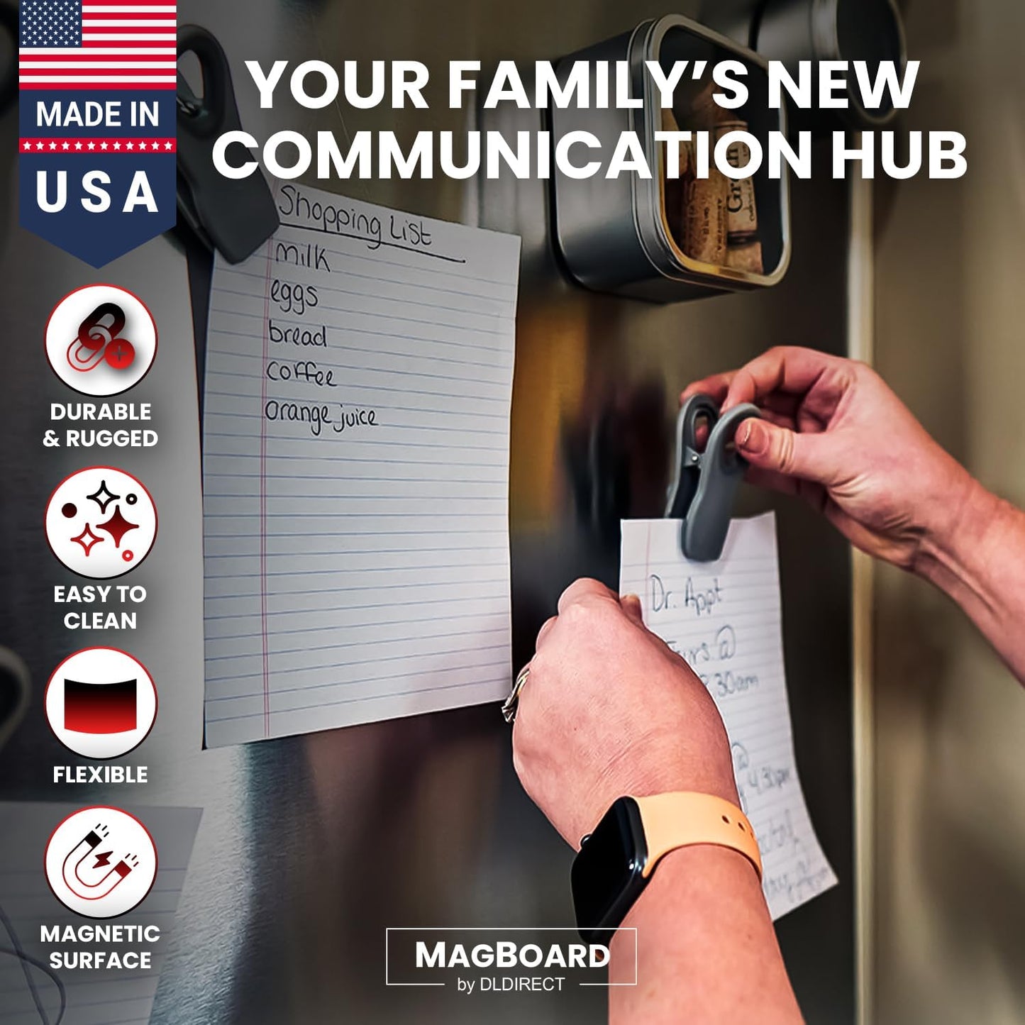 Diamond Life Magnetic Board - Memo & Vision Board for Home, Office, and Classroom - Magnet Board for Kids - Command Strips Included (Silver 24"x36")