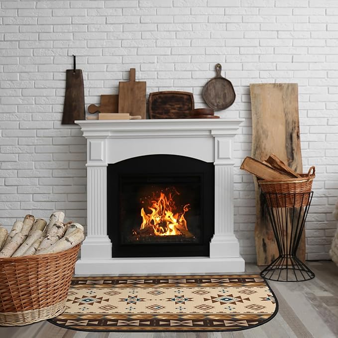 Demissle Cabin Fireplace Hearth Rug Fireplace Mats Cabin Southwestern Fireproof Rug Fire Resistant Mat for Wood Stove Floor for Kitchen Indoor Outdoor(24 x 36 Inch,Cute)