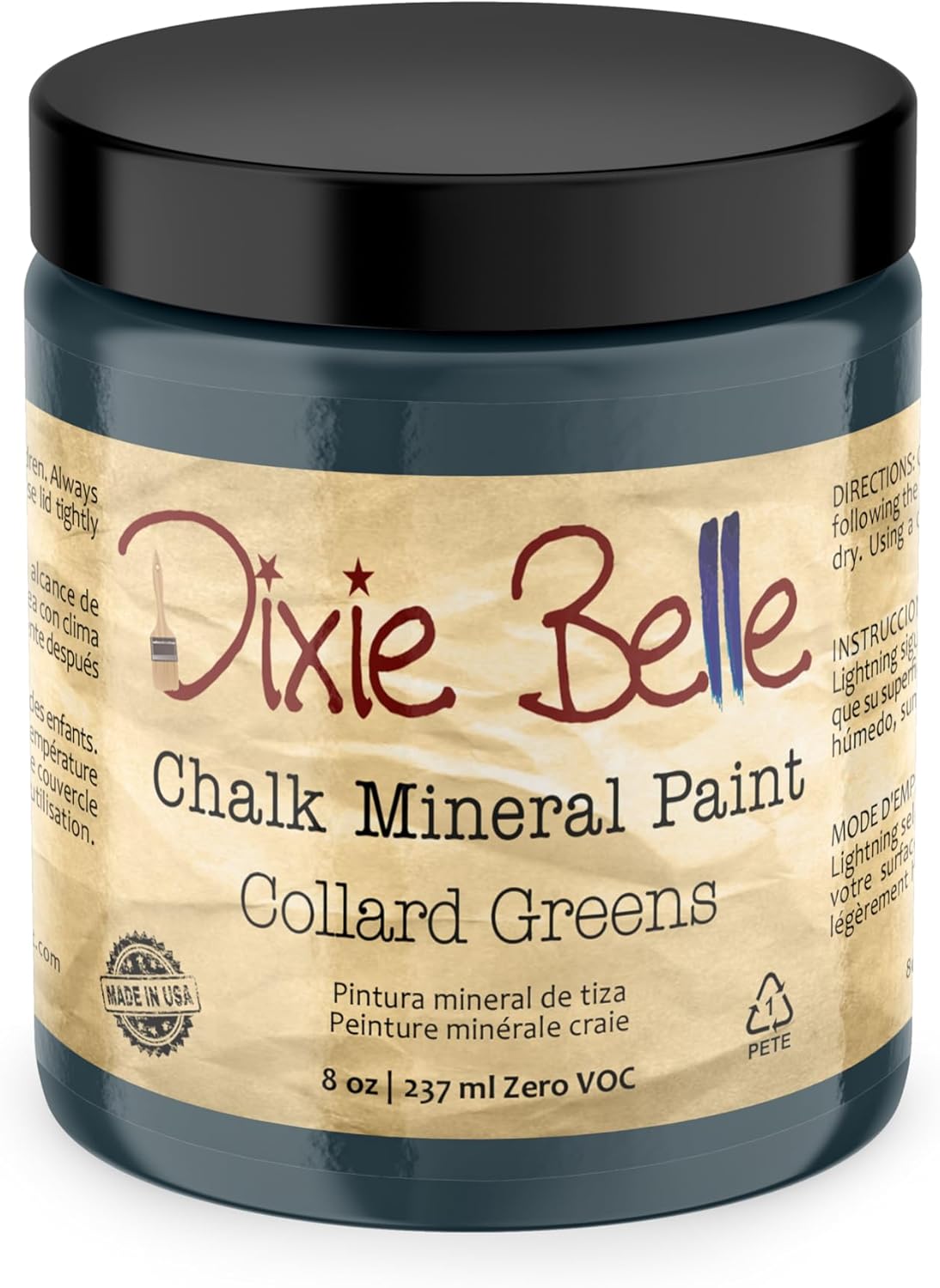 Dixie Belle Paint Company Chalk Finish Furniture Paint - Collard Greens (8oz) - Matte Deep Green Chic Chalk Mineral DIY Furniture Paint