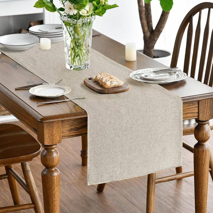 Artoid Mode Light Brown Table Runner, Seasonal Fall Washable Kitchen Dining Table Decoration for Home Party Decor 13x90 Inch