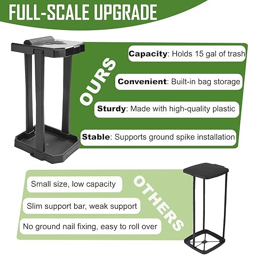 Collapsible Trash Bag Holder with 20 Pcs Trash Bags, Portable Trash Can with Trash Bag Storage, Waste Bin for Camping, RV, Picnics, Home and Recycling