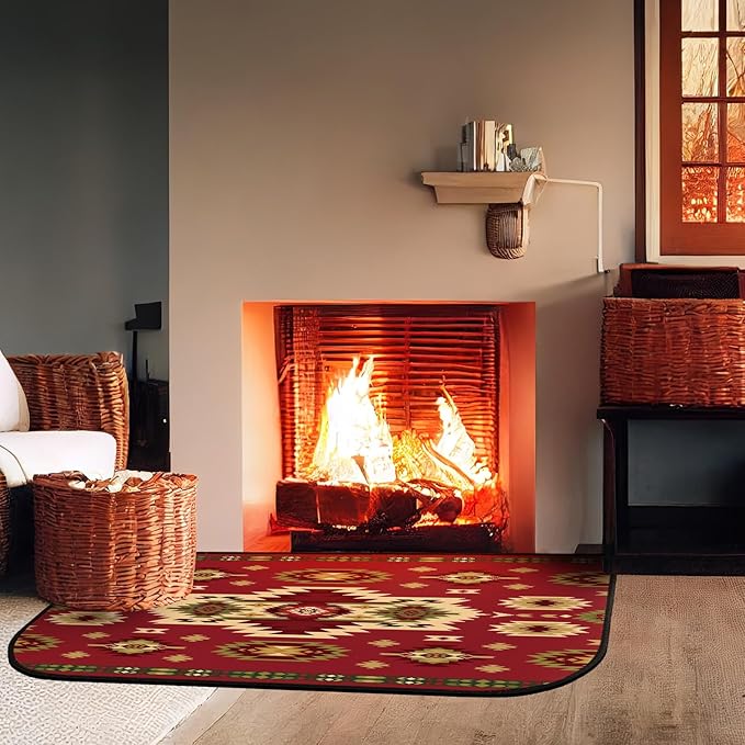 Demissle Cabin Fireplace Hearth Rug Fireplace Mats Cabin Southwestern Fireproof Rug Fire Resistant Mat for Wood Stove Floor for Kitchen Indoor Outdoor(27 x 48 Inch,Kawaii)