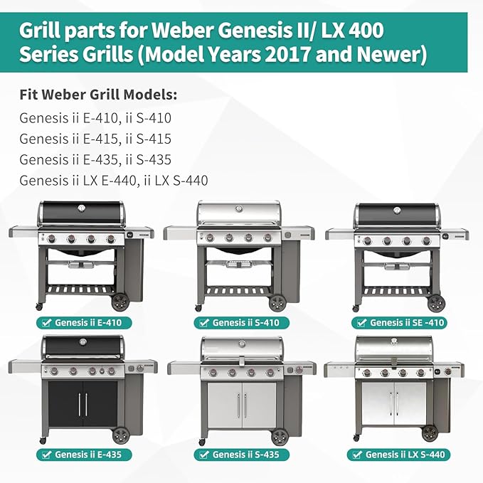 Stainless Steel Genesis II Grill Grates for Weber Genesis 2 Grill Parts Porcelain Enameled Flavorizer Bars Heat Deflector for Weber Genesis II E-410 S-410 II LX E-435 S-435 E-440 S-440 GS4